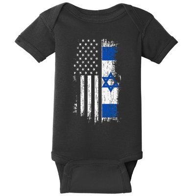 Israeli American Flag Pride Israel USA Patriotic Pride Baby Bodysuit
