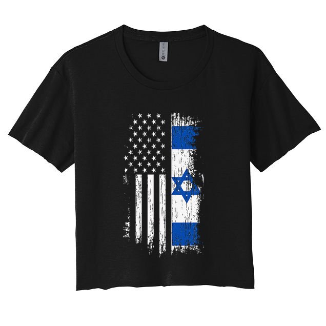 Israeli American Flag Pride Israel USA Patriotic Pride Crop Top