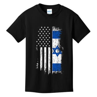 Israeli American Flag Pride Israel USA Patriotic Pride Kids T-Shirt