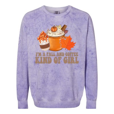 Im A Fall And Coffee Kind Of Girl Cute Colorblast Crewneck Sweatshirt