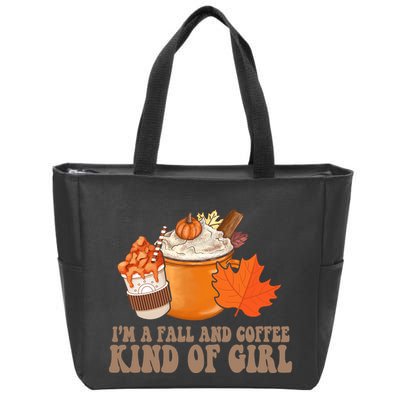 Im A Fall And Coffee Kind Of Girl Cute Zip Tote Bag