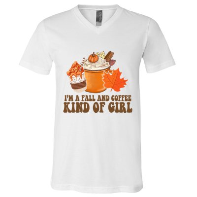 Im A Fall And Coffee Kind Of Girl Cute V-Neck T-Shirt