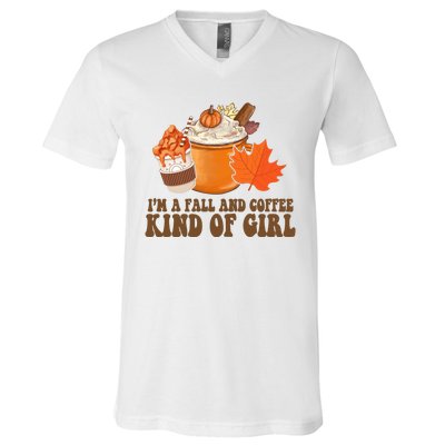 Im A Fall And Coffee Kind Of Girl Cute V-Neck T-Shirt