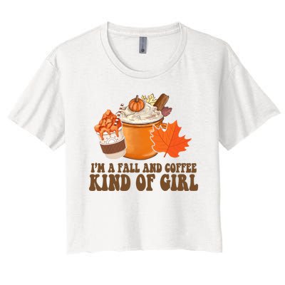 Im A Fall And Coffee Kind Of Girl Cute Women's Crop Top Tee