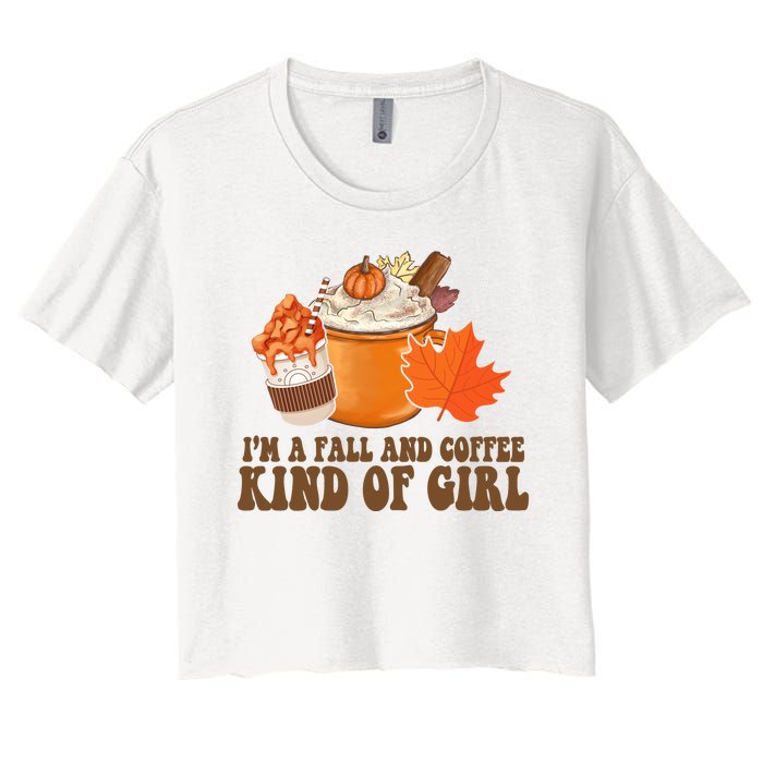 Im A Fall And Coffee Kind Of Girl Cute Women's Crop Top Tee