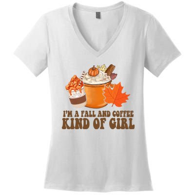 Im A Fall And Coffee Kind Of Girl Cute Women's V-Neck T-Shirt