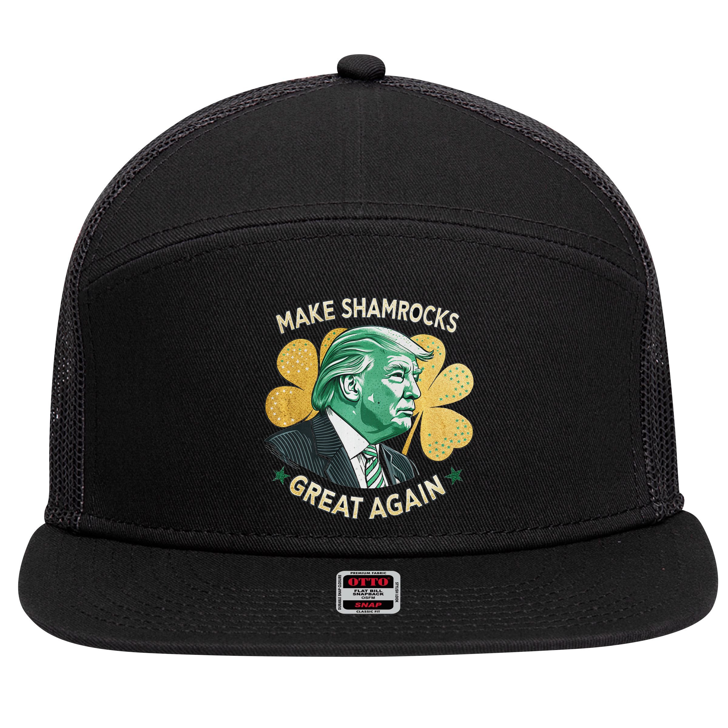Irish American Funny Make St. Patrick’S Day Great Again 7 Panel Mesh Trucker Snapback Hat