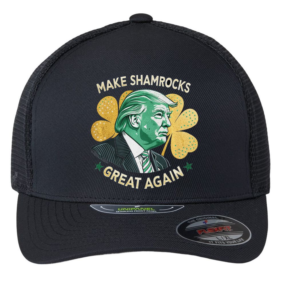 Irish American Funny Make St. Patrick’S Day Great Again Flexfit Unipanel Trucker Cap