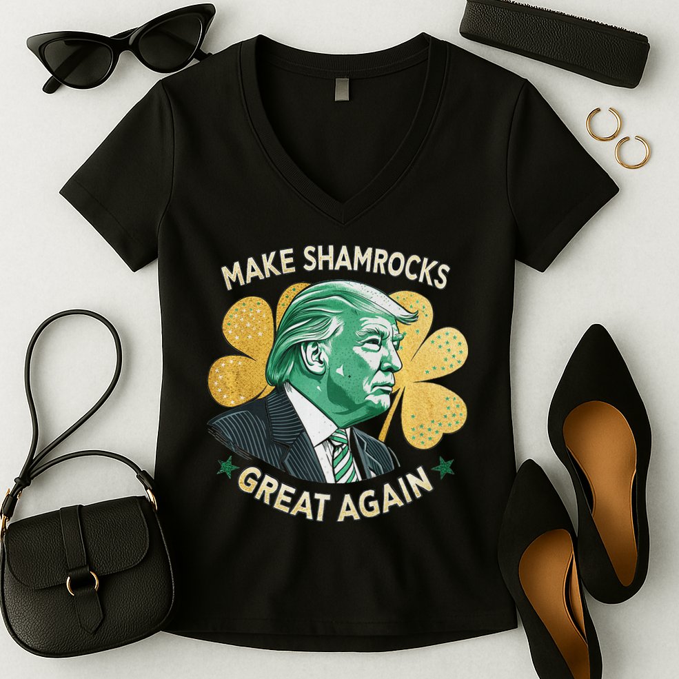 Irish American Funny Make St. Patrick’S Day Great Again Women's V-Neck T-Shirt
