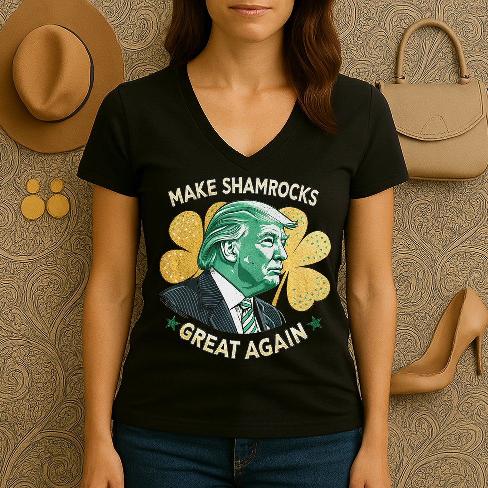 Irish American Funny Make St. Patrick’S Day Great Again Women's V-Neck T-Shirt