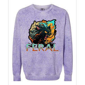 I Am Feral Cat Orange And Yellow Colorblast Crewneck Sweatshirt