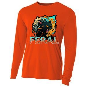 I Am Feral Cat Orange And Yellow Cooling Performance Long Sleeve Crew