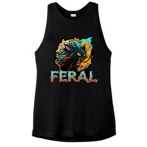 I Am Feral Cat Orange And Yellow Ladies PosiCharge Tri-Blend Wicking Tank