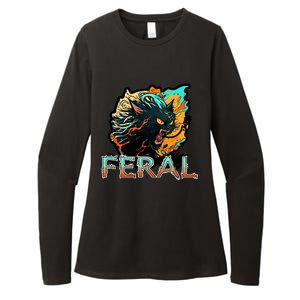 I Am Feral Cat Orange And Yellow Womens CVC Long Sleeve Shirt