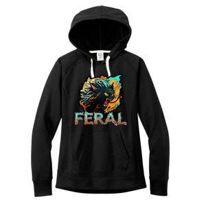 I Am Feral Cat Orange And Yellow Women's Fleece Hoodie