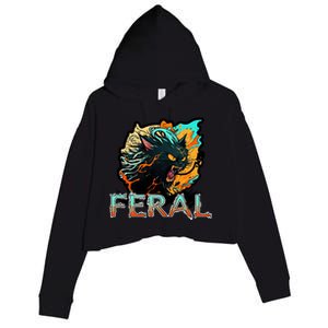 I Am Feral Cat Orange And Yellow Crop Fleece Hoodie