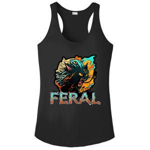 I Am Feral Cat Orange And Yellow Ladies PosiCharge Competitor Racerback Tank