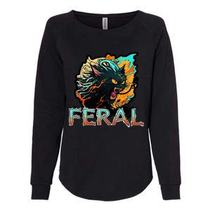 I Am Feral Cat Orange And Yellow Womens California Wash Sweatshirt