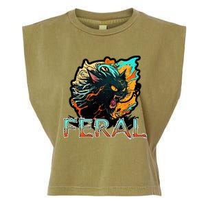 I Am Feral Cat Orange And Yellow Garment-Dyed Women's Muscle Tee