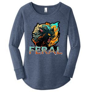 I Am Feral Cat Orange And Yellow Women's Perfect Tri Tunic Long Sleeve Shirt