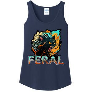 I Am Feral Cat Orange And Yellow Ladies Essential Tank