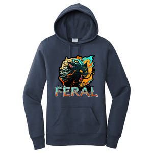 I Am Feral Cat Orange And Yellow Women's Pullover Hoodie