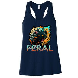 I Am Feral Cat Orange And Yellow Women's Racerback Tank