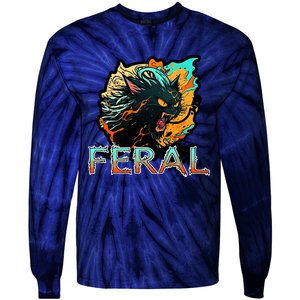 I Am Feral Cat Orange And Yellow Tie-Dye Long Sleeve Shirt