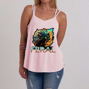 I Am Feral Cat Orange And Yellow Women's Strappy Tank