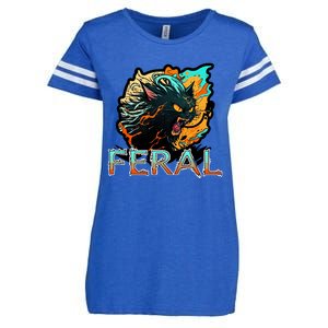 I Am Feral Cat Orange And Yellow Enza Ladies Jersey Football T-Shirt