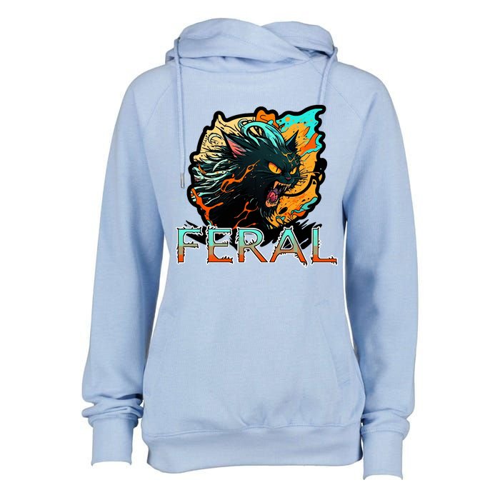 I Am Feral Cat Orange And Yellow Womens Funnel Neck Pullover Hood