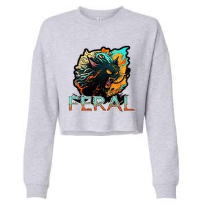 I Am Feral Cat Orange And Yellow Cropped Pullover Crew