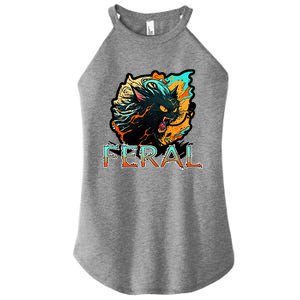 I Am Feral Cat Orange And Yellow Women's Perfect Tri Rocker Tank