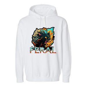 I Am Feral Cat Orange And Yellow Garment-Dyed Fleece Hoodie