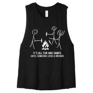 ItS All Fun And Games Until Someone Lose A Weiner Women's Racerback Cropped Tank