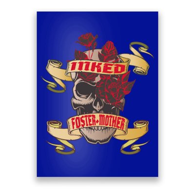 Inked And Fostercute Giftmother Tattoo Skull Red Roses Family Cool Gift Poster