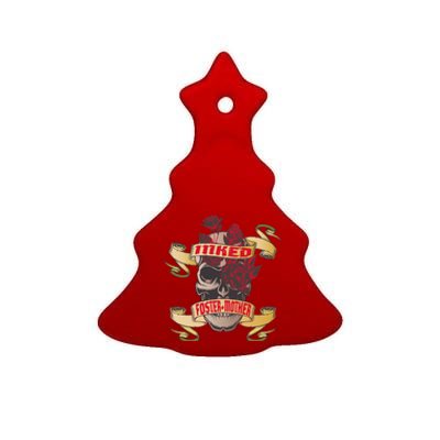 Inked And Fostercute Giftmother Tattoo Skull Red Roses Family Cool Gift Ceramic Tree Ornament