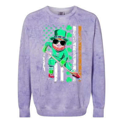 Irish American Flag Hockey St Patrick's Day Gift Colorblast Crewneck Sweatshirt