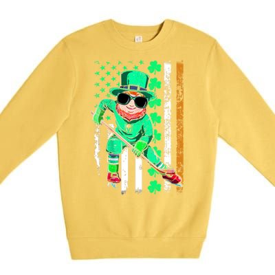 Irish American Flag Hockey St Patrick's Day Gift Premium Crewneck Sweatshirt