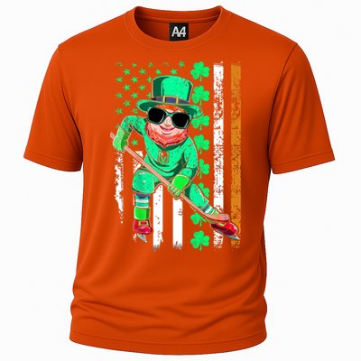 Irish American Flag Hockey St Patrick's Day Gift Cooling Performance Crew T-Shirt