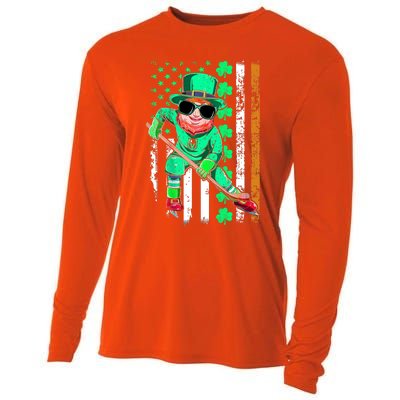 Irish American Flag Hockey St Patrick's Day Gift Cooling Performance Long Sleeve Crew