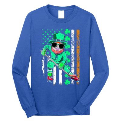 Irish American Flag Hockey St Patrick's Day Gift Long Sleeve Shirt