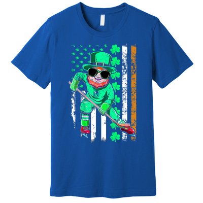 Irish American Flag Hockey St Patrick's Day Gift Premium T-Shirt