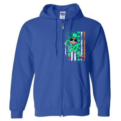 Irish American Flag Hockey St Patrick's Day Gift Full Zip Hoodie