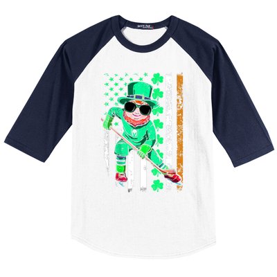 Irish American Flag Hockey St Patrick's Day Gift Baseball Sleeve Shirt