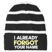 I Already Forgot You Striped Beanie with Solid Band