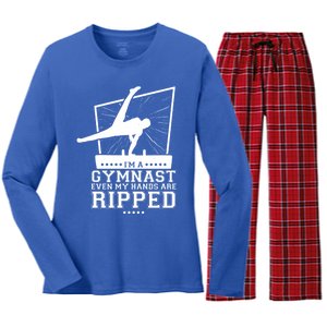 IM A Gymnast Even My Hands Are Ripped Gymnastic Great Gift Women's Long Sleeve Flannel Pajama Set 