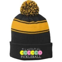 ItS A Good Days To Play Pickleball Dink Player Stripe Pom Pom Beanie