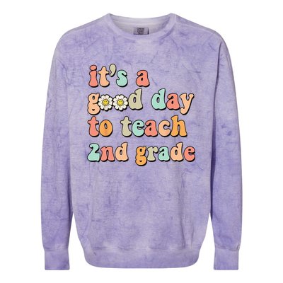 It's A Good Day To Teach 2nd Grade Second Grade Teacher Colorblast Crewneck Sweatshirt