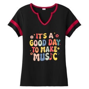 It's A Good Day To Make Music Musician Band Music Teacher Ladies Halftime Notch Neck Tee